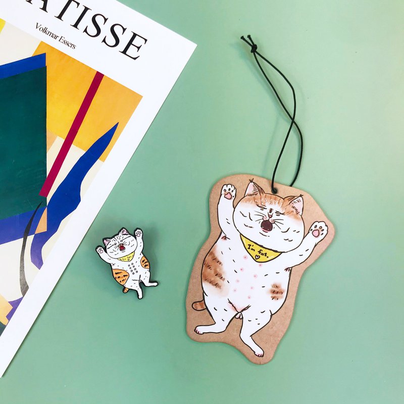 蛋定貓香片吊飾-松木 - 吊飾/掛飾 - 紙 綠色