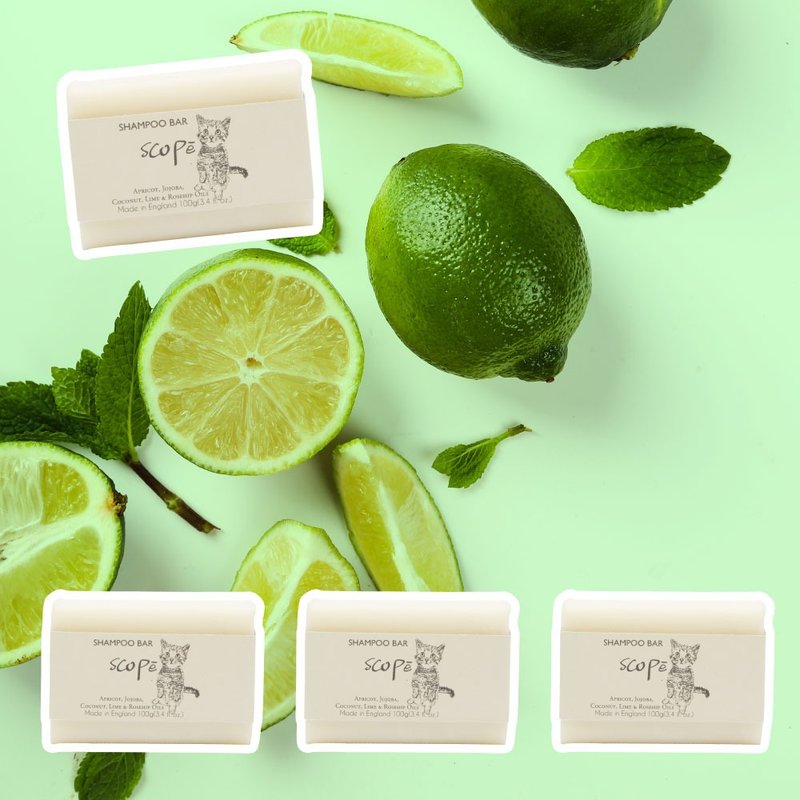 青檸洗髮皂裸裝4入-英國原裝【詩可貝SCOPē】聖誕節 - 洗髮精/餅/皂 - 濃縮/萃取物