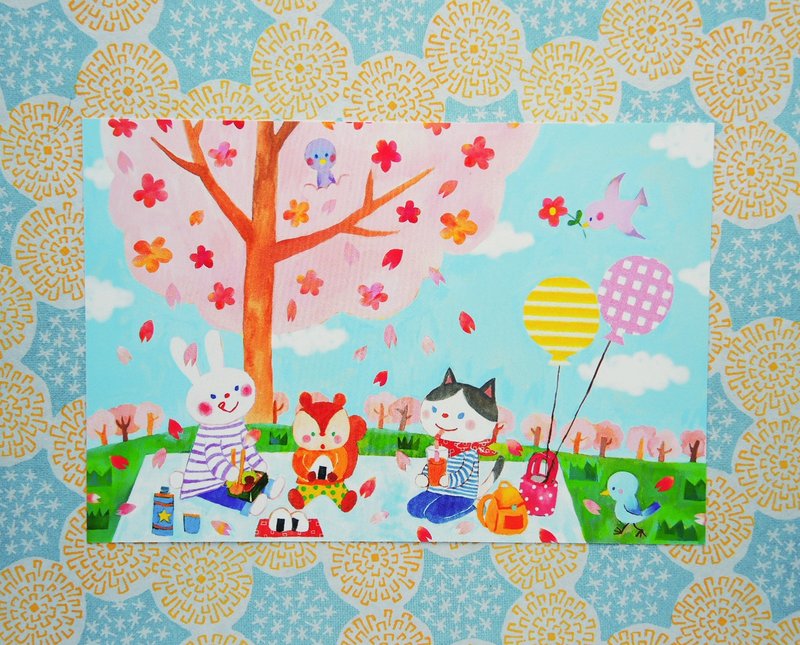Seasons Postcards cherry picnic