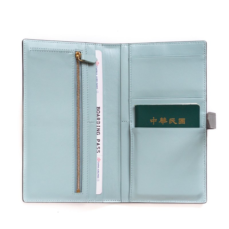 Patina leather custom-made snap double passport holder