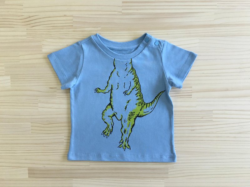 gujui I was a dinosaur - organic cotton short-sleeved shirt - blue