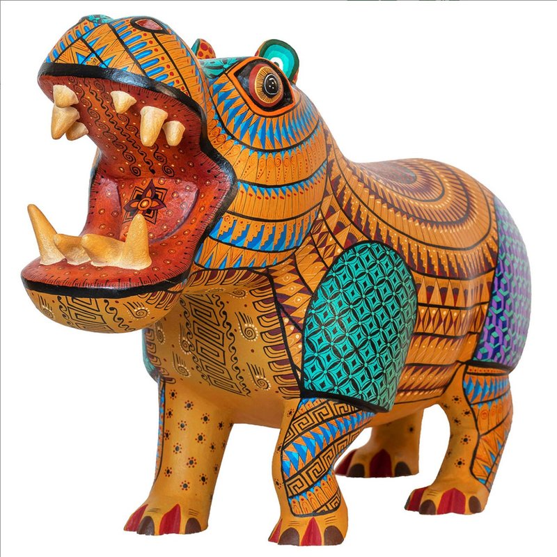 神獸手工木雕 薩波特克圖騰款-Hipopótamo 墨西哥 - 公仔/玩偶 - 木頭 多色