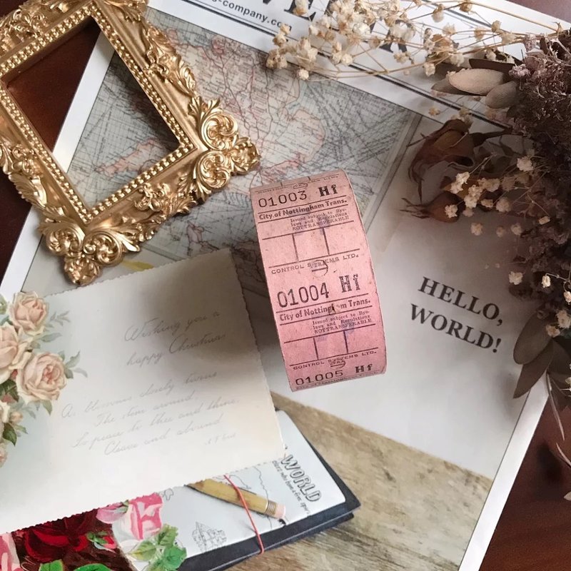 British retro ticket roll pink antique paper ticket ticket