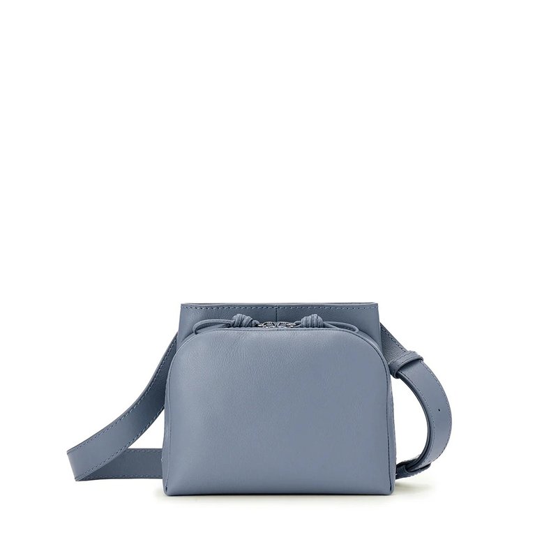 Sora 兩用肩背包 M-霧灰藍 - 側背包/斜背包 - 真皮 藍色