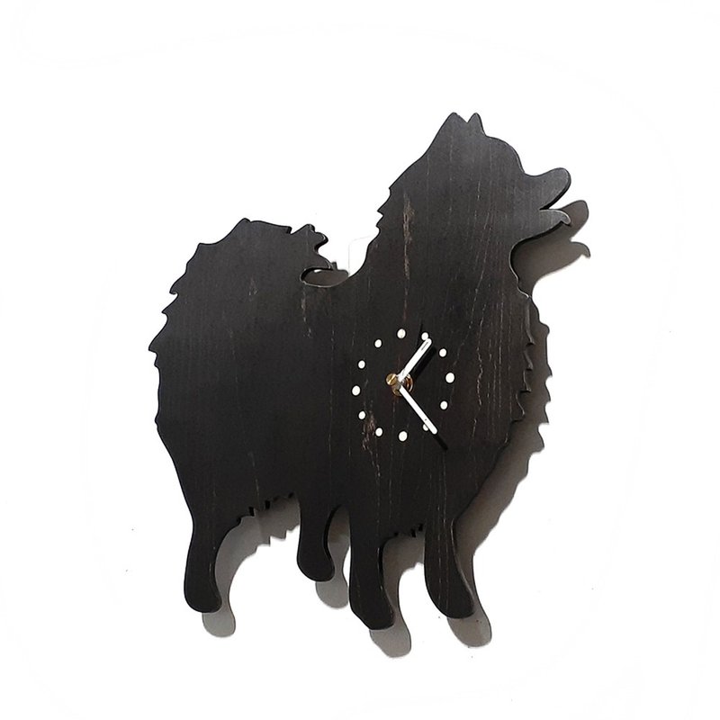 手工木作創意時鐘 歡樂動物園 - 博美 - 時鐘/鬧鐘 - 木頭 黑色