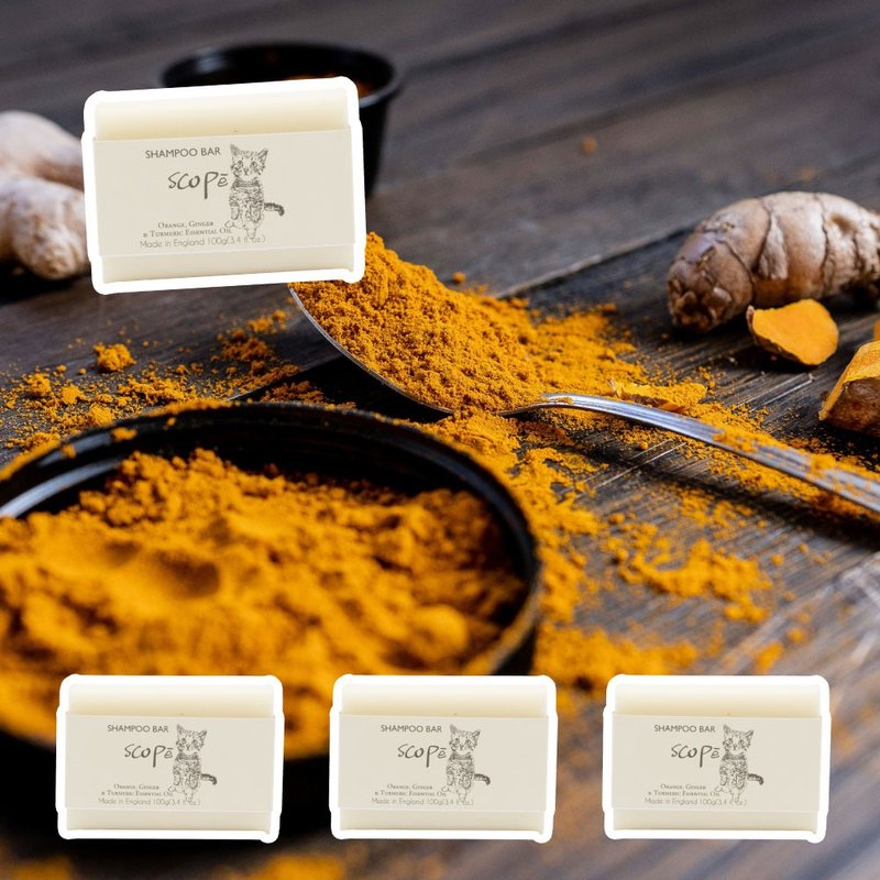 薑黃甜橙洗髮皂裸裝4入-英國原裝【詩可貝SCOPē】聖誕節 - 洗髮精/餅/皂 - 濃縮/萃取物