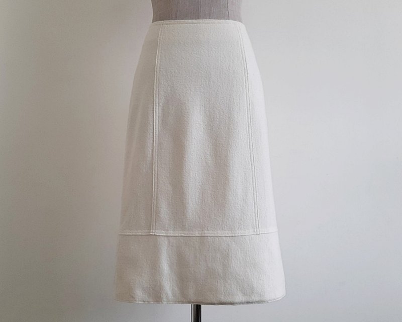 XS Vintage ANNE KLEIN Cream Wool Skirt Womens A Line Skirt Knee Length Skirt - 裙子/長裙 - 其他材質