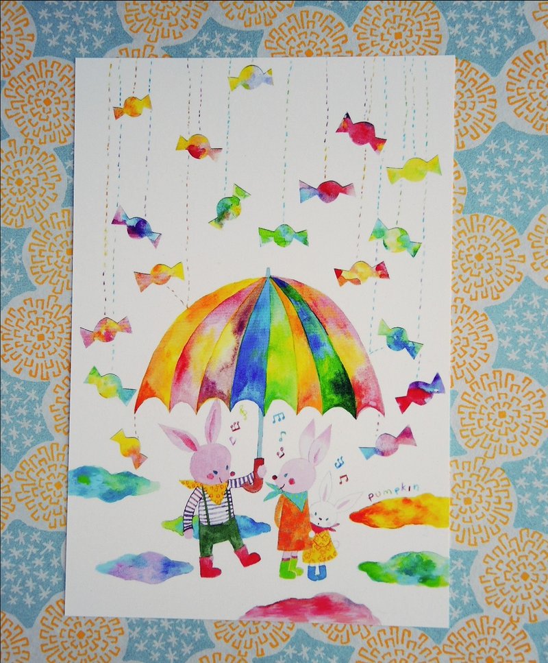 Four Seasons Postcard Sweetheart candy umbrella rain