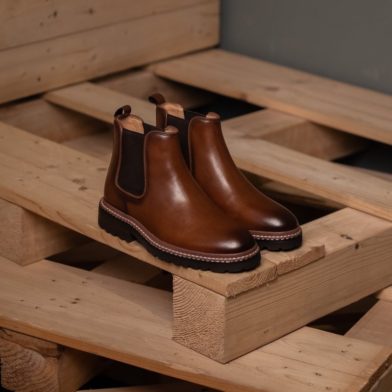 馬丁雀爾喜_咖古銅 不分男女 情侶鞋 35~47 大尺碼 - 女短靴/中筒靴 - 真皮 咖啡色