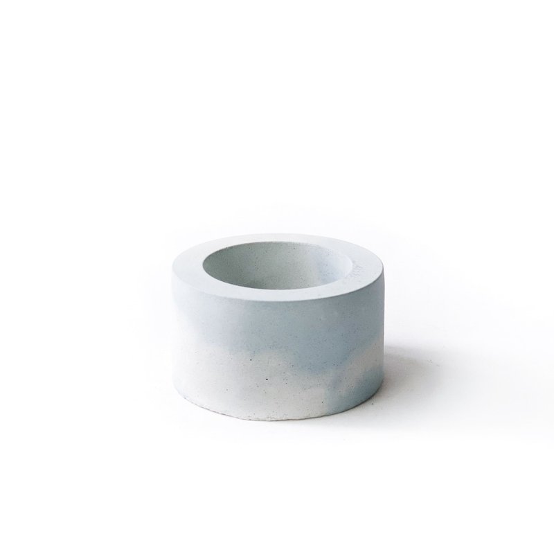 (現貨) 莫蘭迪藍系列 | 小圓形雙色混合水泥盆器 可搭配同色底盤 - 花瓶/花器 - 水泥 藍色