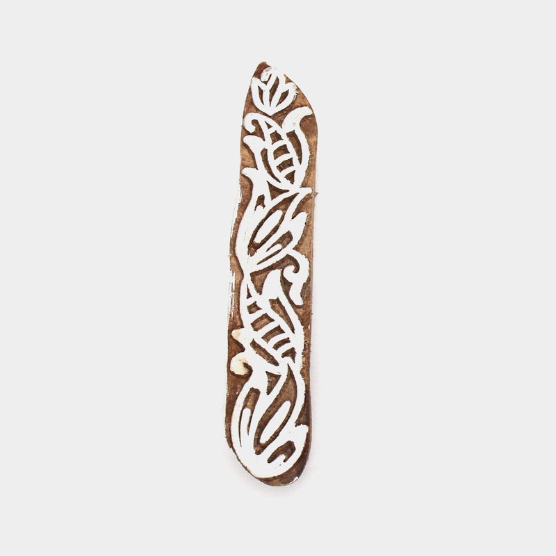 Unrestrained Mango Floral Ornament Traditional Woodcut Long Seal