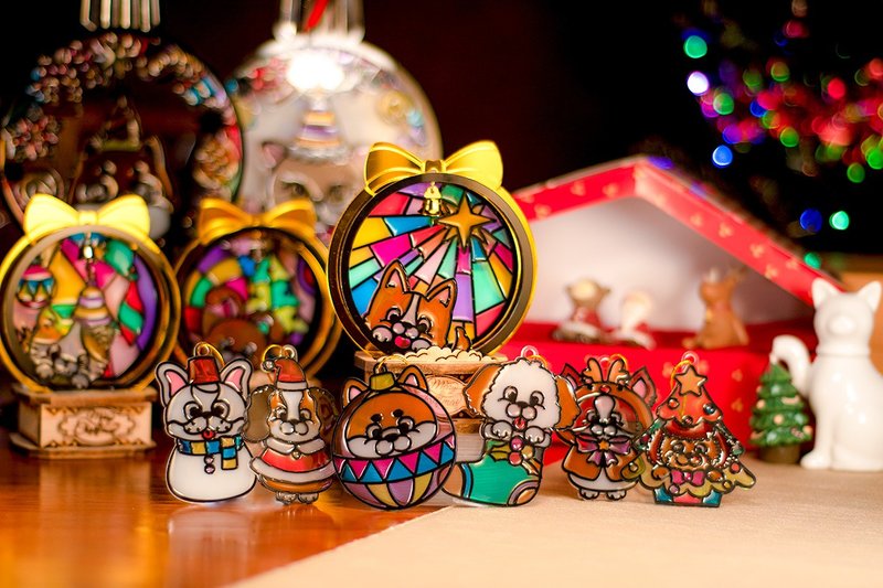 狗狗音樂盒及掛飾套裝【聖誕禮物】【客製化禮物】【聖誕禮盒】 - 擺飾/家飾品 - 壓克力 多色