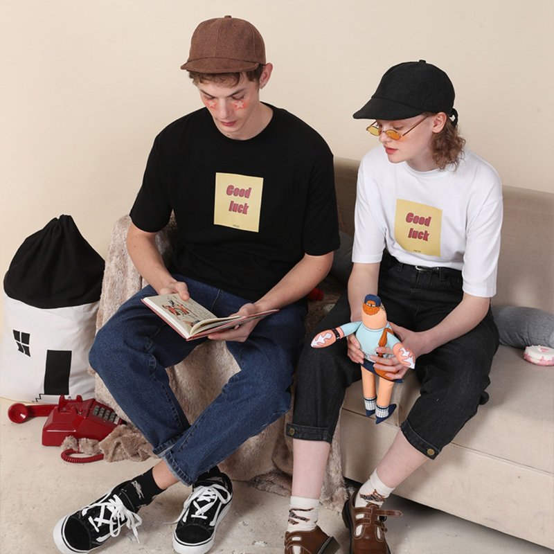 PROD summer short-sleeved T-shirt female loose GOODLUCK vintage sense girl white T-shirt student half-sleeved shirt
