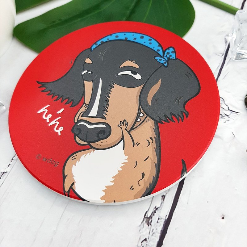 Ceramic Suction Coaster (Classic Red) / Sausage Jill