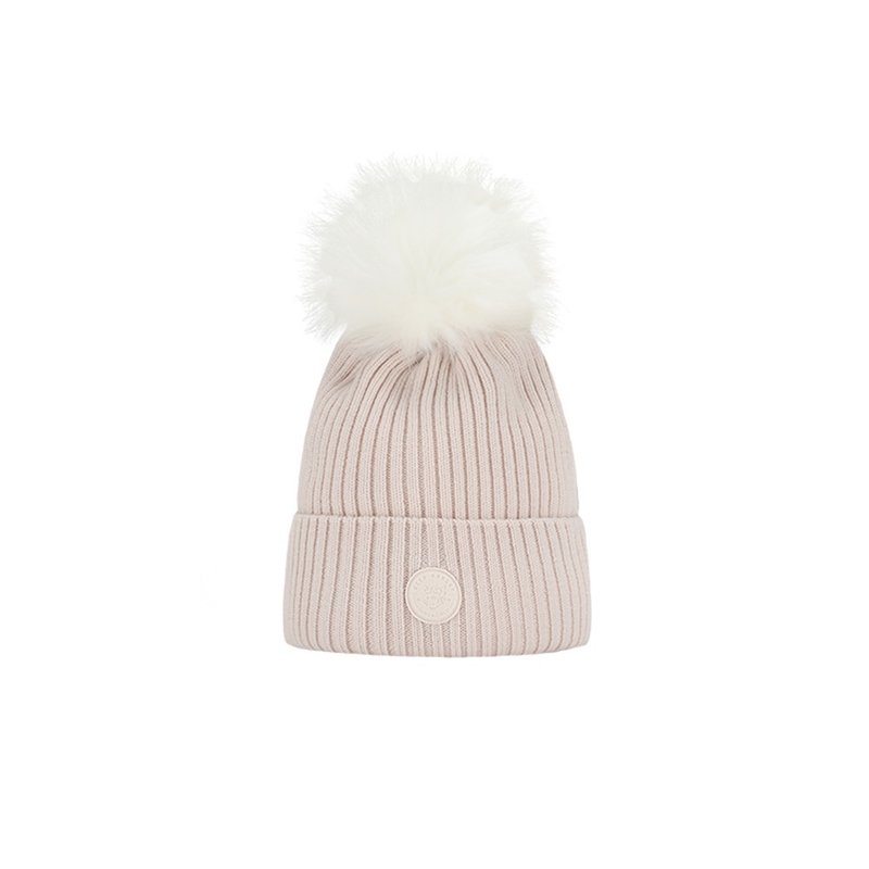 毛線帽【ISW】針織美麗諾羊毛球毛線帽-奶油 (三色可選) - 帽子 - 羊毛 白色