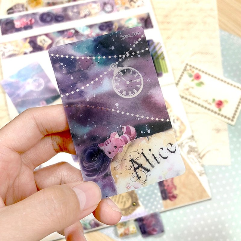 Masking tape card / bookmark - Alice on a starry night