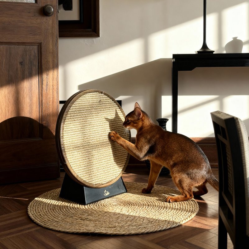 【原木劍麻貓抓板】立式貓抓板/可隨意放置家中任何角落 - 貓跳台/貓抓板 - 棉.麻 咖啡色