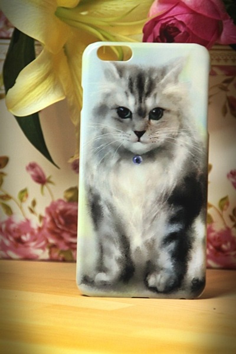 Watercolor painting cat cat s018 gaze David iPhone (i5.i6s, i6splus.I7.I7plus) / Android (Samsung, Samsung, HTC, Sony) designer mobile phone shell / protective cover / kitty cat phone shell