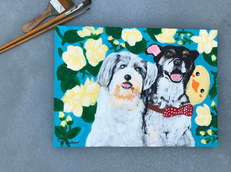 Bright color pop style pet acrylic frameless portrait custom 8p canvas frame