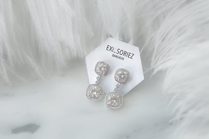 Square Paved Earrings Drop
