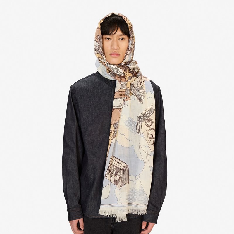 【INOUI EDITIONS】EDITIONS 羊毛圍巾70 - 灰 - 圍巾/披肩 - 羊毛 綠色