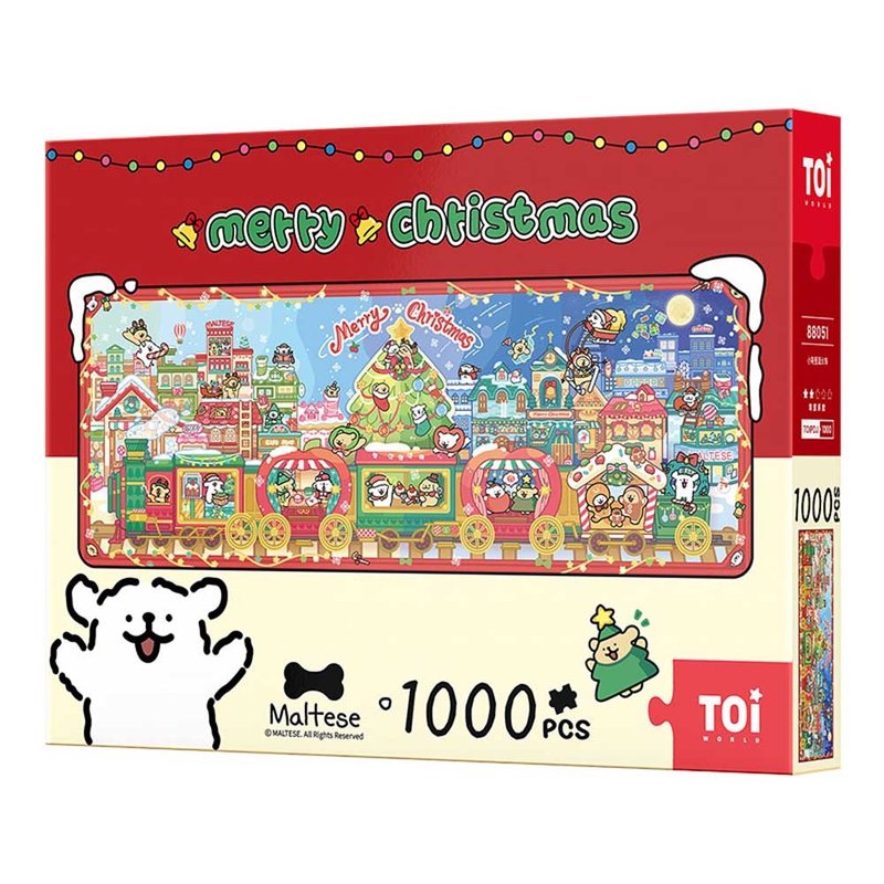 TOi圖益 線條小狗系列 小狗聖誕火車 1000片拼圖 聖誕節交換禮物 - 拼圖 - 紙 多色