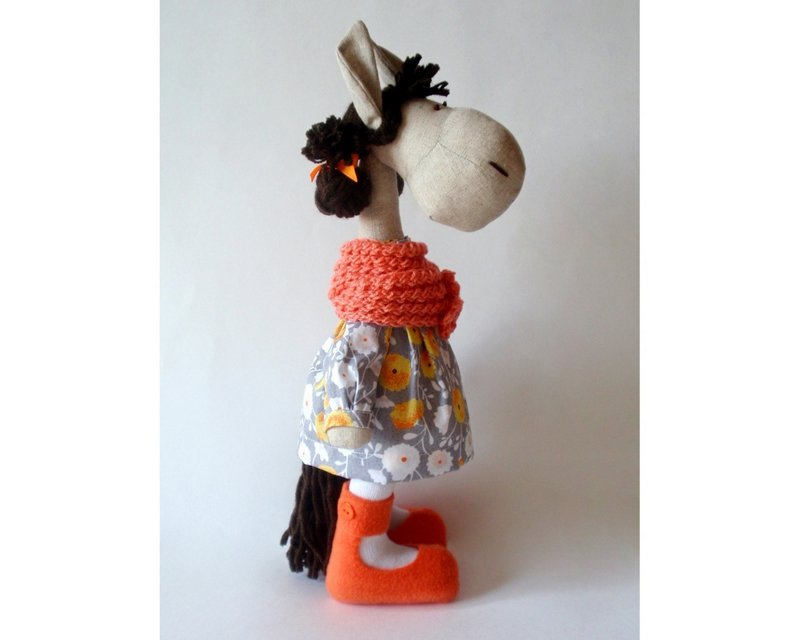 Stuffed horse toy, Kids gift, Horse doll, Gift for girl - 寶寶/兒童玩具/玩偶 - 亞麻 橘色