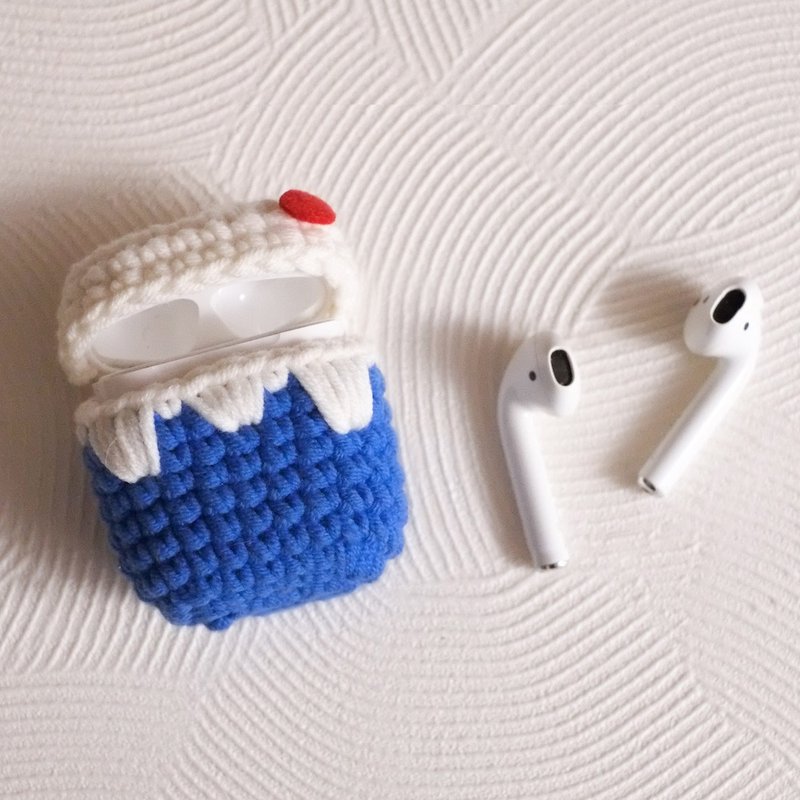 【毛線編織成品】富士山AirPods保護套 - AirPods/耳機保護套 - 其他材質 藍色