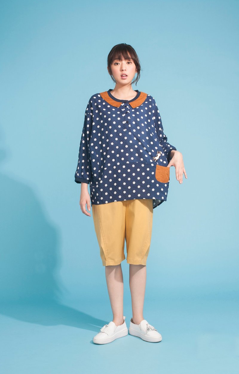 Six points casual pleated pants