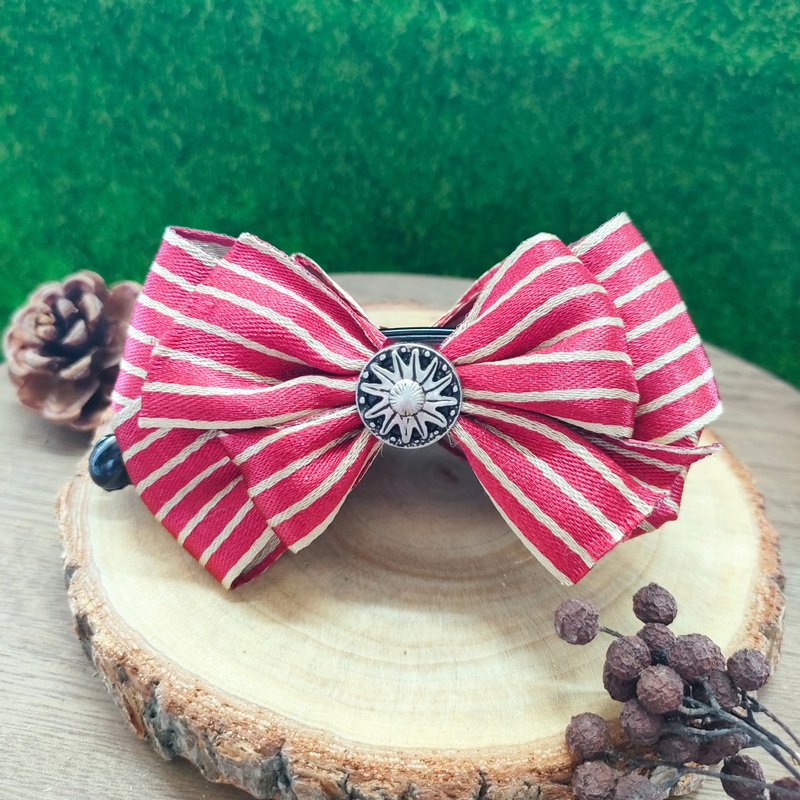 紅色手作香蕉夾-條紋系列 - 髮夾/髮圈 - 其他材質 紅色