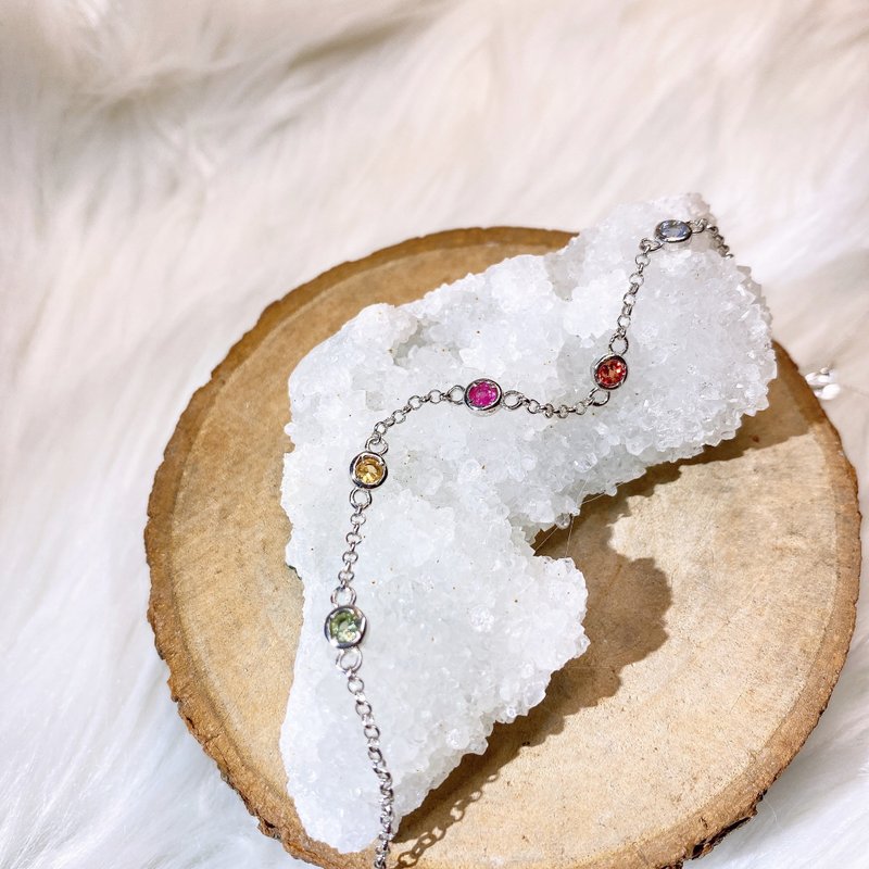 天然寶石 天然剛玉 藍寶石之稱 寶石手鍊 925純銀 0.61克拉 - 手鍊/手環 - 寶石