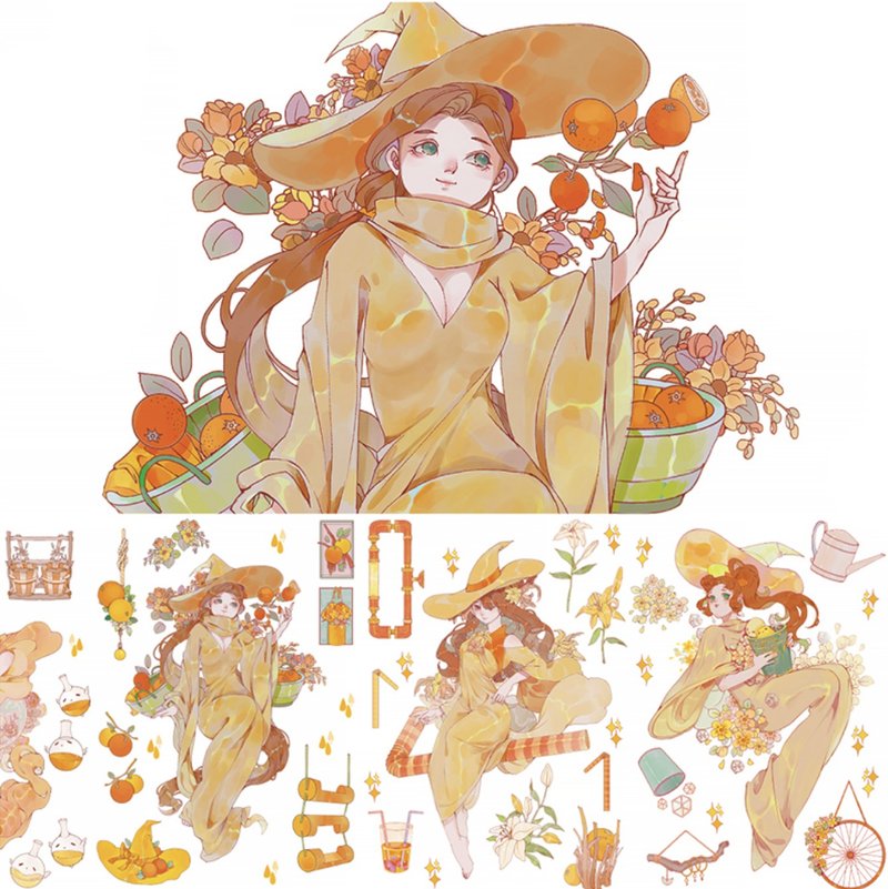 橘子與女巫汽水 (復刻再版) PET 紙膠帶 - 紙膠帶/和紙/PET - 塑膠 橘色