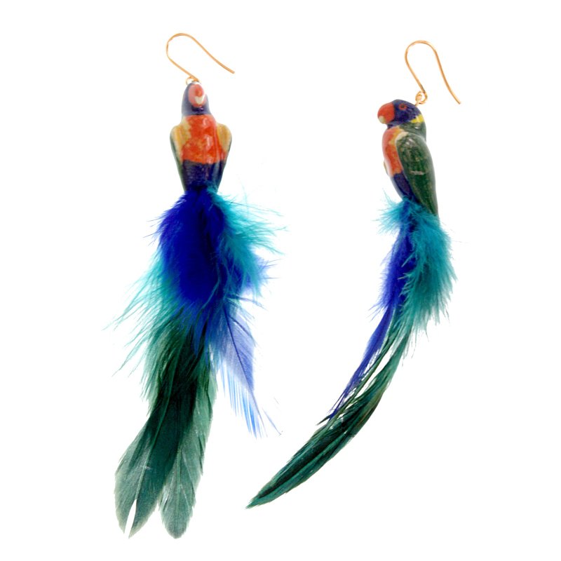Rainbow Earrings with Feather