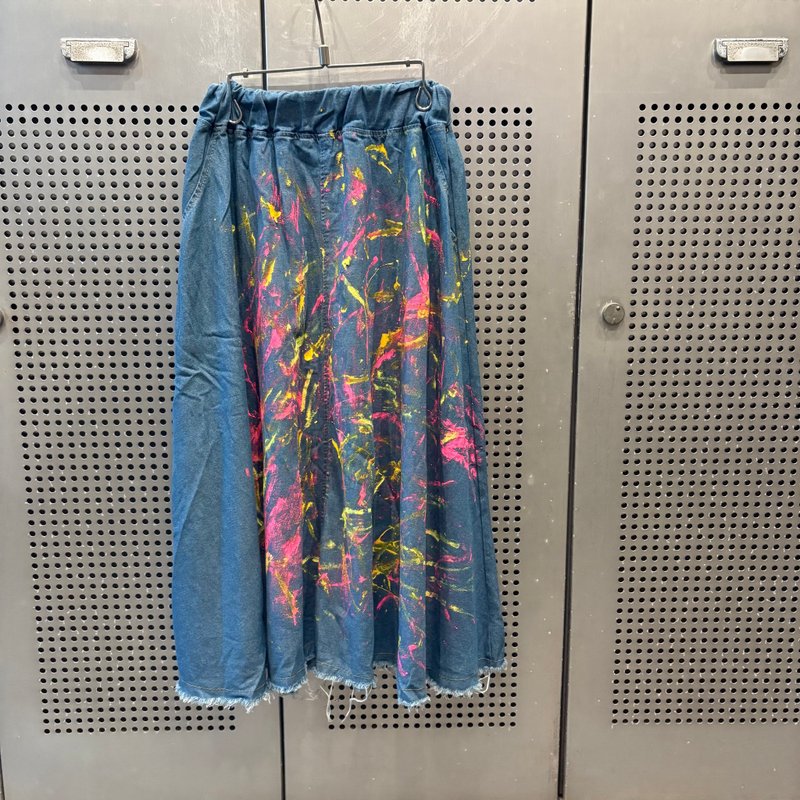 ペイントスカート - 裙子/長裙 - 棉.麻