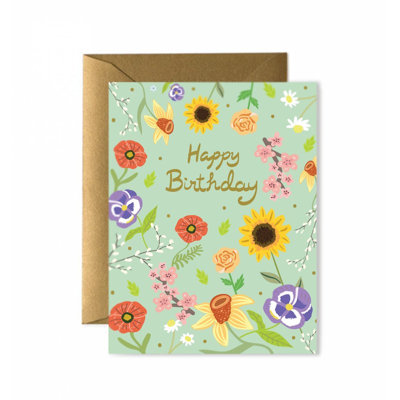 Spring Flowers Birthday Greeting Card