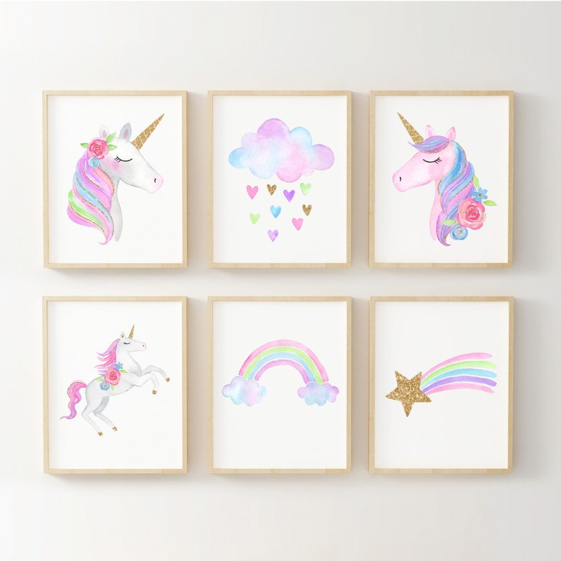 unicorn print #2 set of 6 可客製化 掛畫 海報