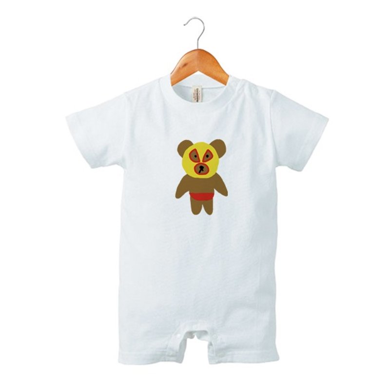 Wrestler Bear #1 rompers - Onesies - Cotton & Hemp White