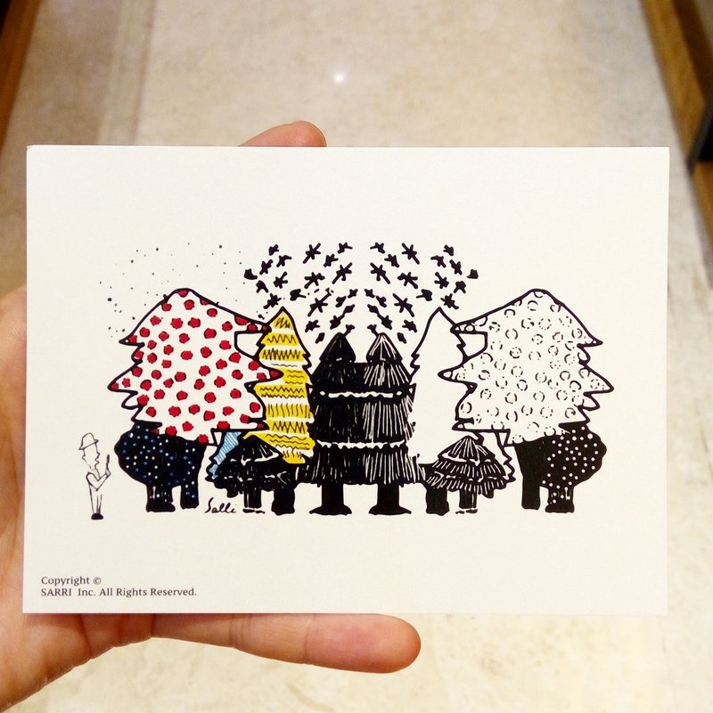 Botanist Watching the Forest Postcard Birthday Card Design Coloring Illustration Drawings Card Universal Card Art Art Modern Lovers Love Special Interesting Weird Characters Weird Cute Taiwan Yellow Fun Funny Eye-catching Tale of Art Sequins Dazzle Cool No