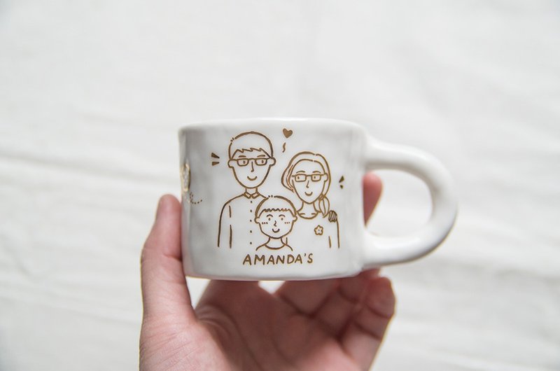 Limited-time free shipping gifts custom painted gold hand-painted couple portrait hand-pinch ceramic cup wedding anniversary gift family portrait