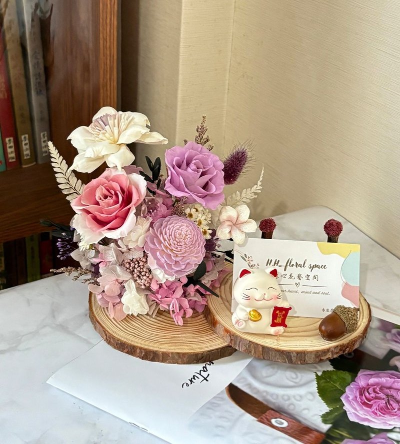 癒心花藝 | 紫語花境永生花名片座 開幕花禮/升遷花禮 - 乾燥花/永生花 - 植物.花