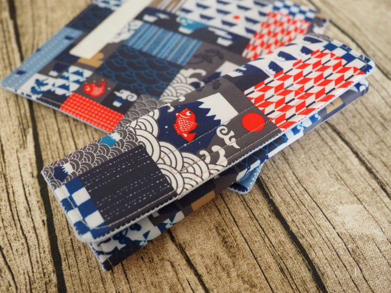 日本富士山圖案嬰兒/小童嬰兒揹帶/汽車座椅 雙面口水巾/揹帶套 - 圍兜/口水巾 - 棉.麻 藍色