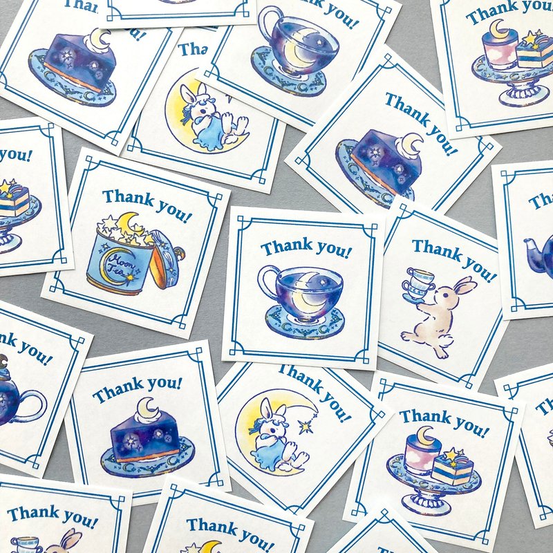Thank you seal MoonTea【35枚入り】夜空のお月様の紅茶 - 貼紙 - 紙 藍色