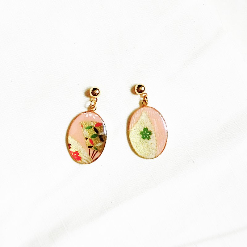 pink series washi earrings #025
