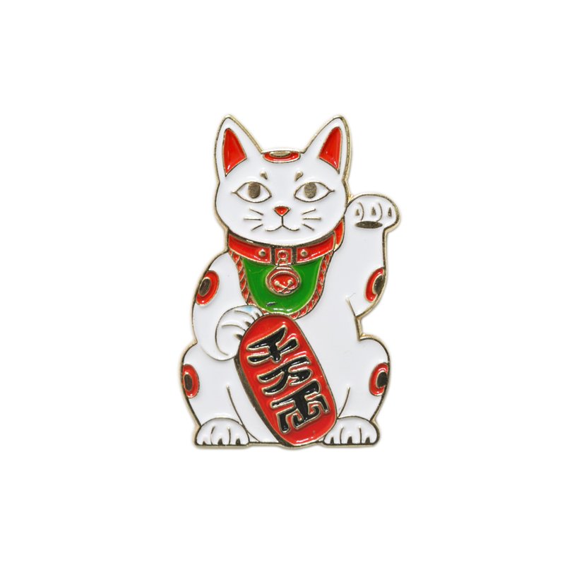 Maneki Cat White Pin