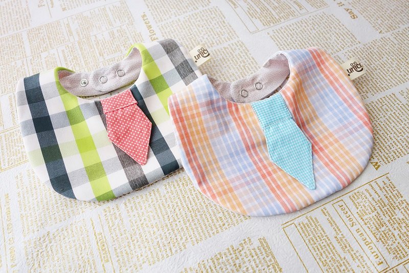 男寶的雅痞風格領帶圍兜(2入組)手工限量製作、明-unicorn - 圍兜/口水巾 - 棉.麻 透明