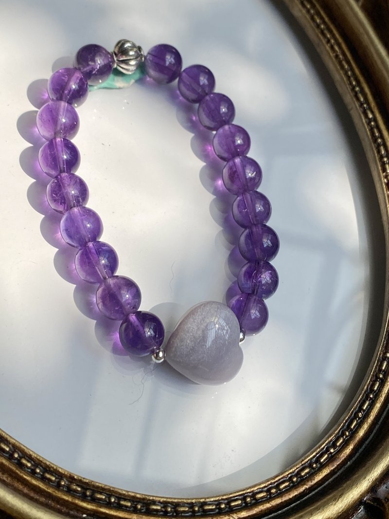 紫水晶紫珊瑚玉銀南瓜珠手串 - 手鍊/手環 - 水晶 紫色