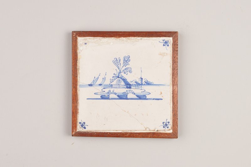 荷蘭手繪農場風景瓷磚(T237) / 代爾夫特藍/台夫特/歐洲古董/老件 - 海報/掛畫/掛布 - 陶 藍色