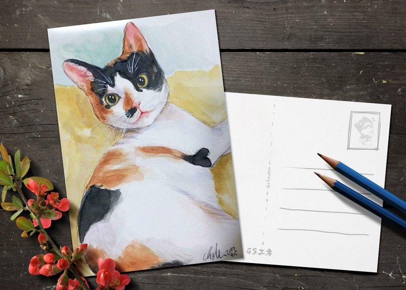 Postcard - Tri-color Cat (Watercolor version)