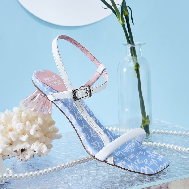 | HOA | Small square ankle strap crystal heel sandals | Blue | 5513 |