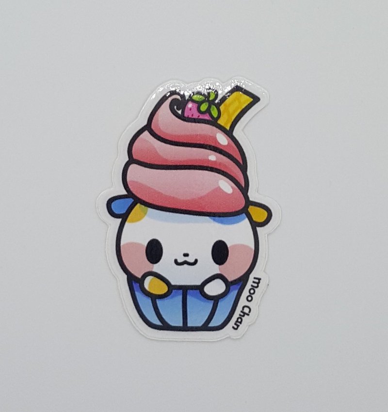 Moo Chan the Cow as CUPCAKE anime Sticker
